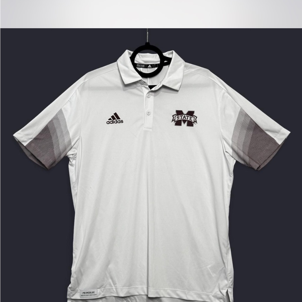 Adidas Mens L Mississippi State Bulldogs AEROREADY Polo Shirt NCAA Sporty Preppy